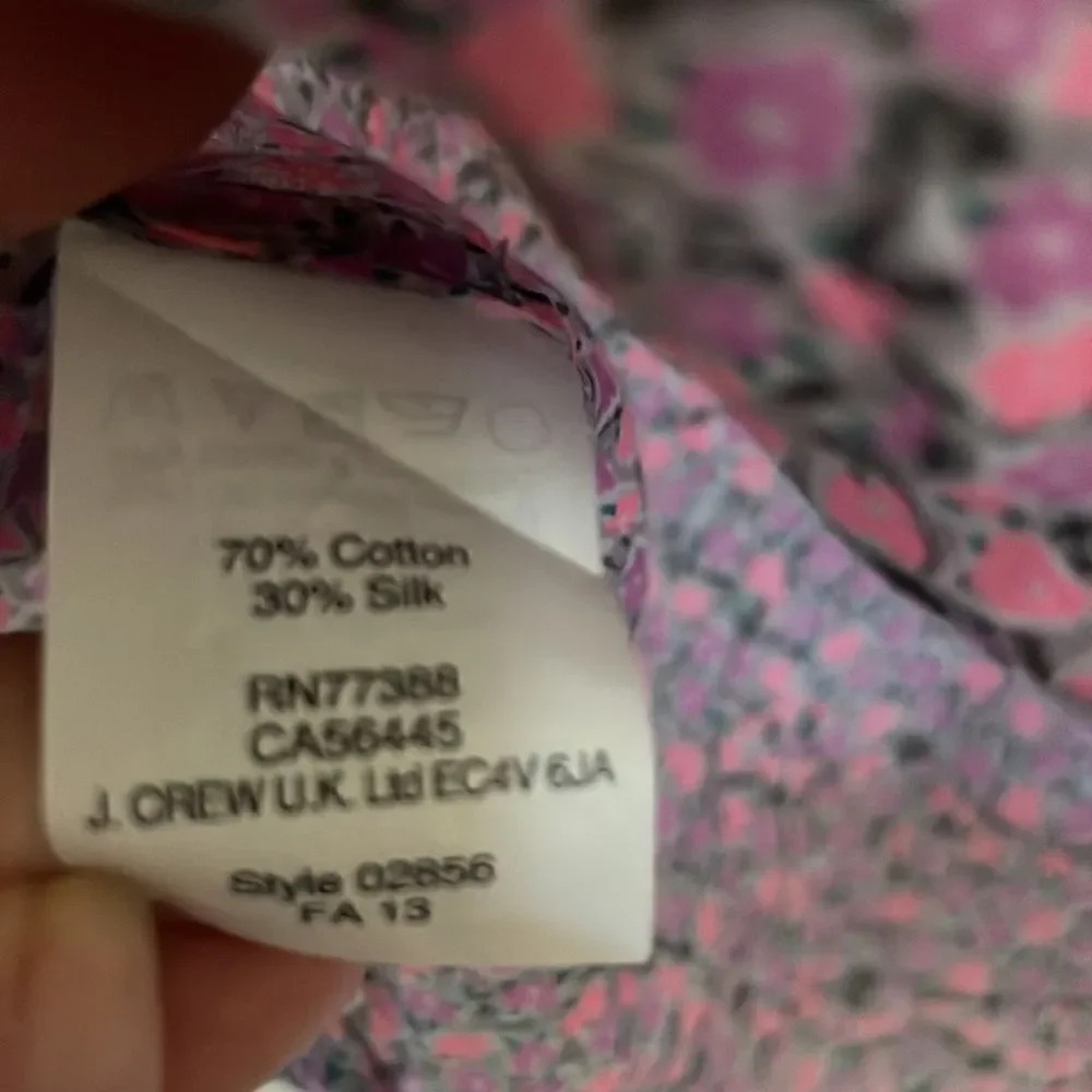 J.Crew pink ditsy floral popover blouse cotton voile pink purple white Size 0